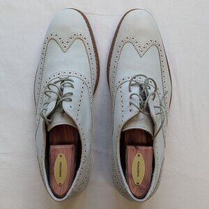 Cole Haan Great Jones Wingtip Oxford Leather Shoes Cream White NEW